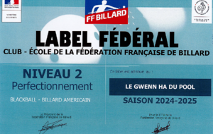 Label Fédéral 2024 - 2025 / Club - école de perfectionnement